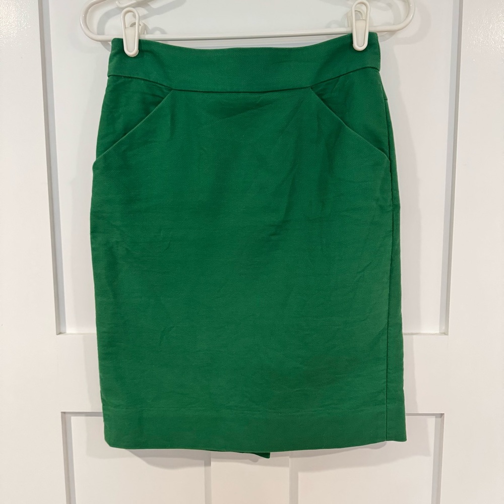 J. Crew Green Pencil Skirt